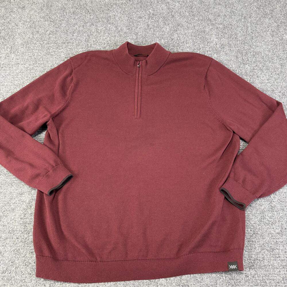 Rhone Sweater Mens 2XL Red Quarter Zip Mock Neck Knit Pullover Casual Layer
